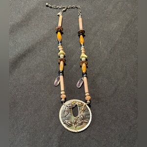 Vintage Chico's Mixed Metal Beaded Pendant Necklace